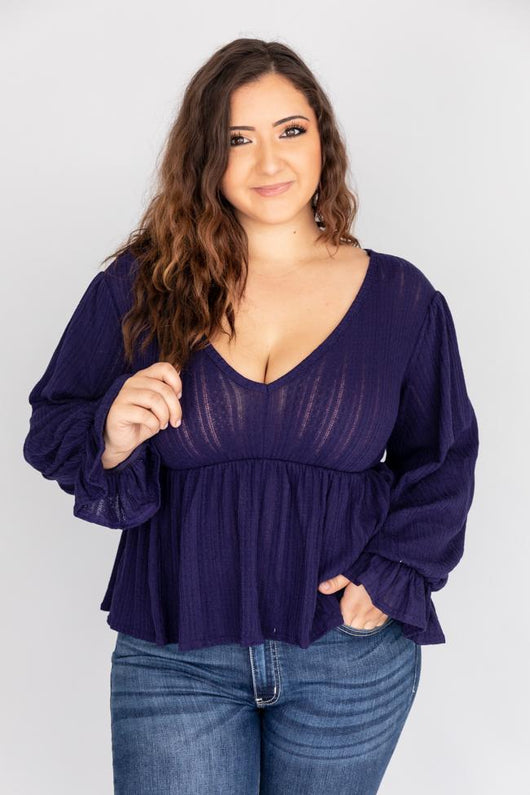 It's All Because Of You Navy Blouse