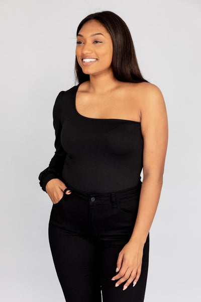 After Hours One Shoulder Black Bodysuit