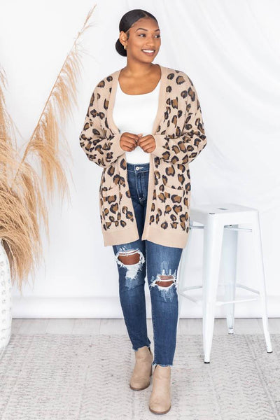 Playful Personality Beige/Black Animal Print Cardigan