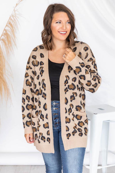 Playful Personality Beige/Black Animal Print Cardigan