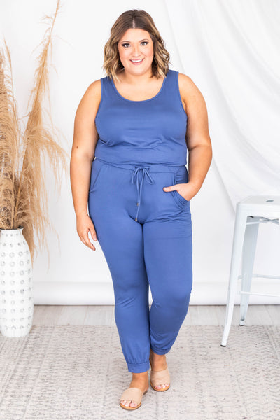 Let's Be Happy Dark Blue Jumpsuit