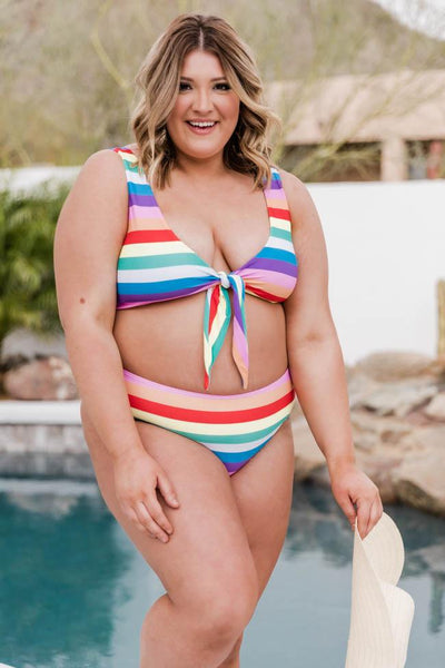 Create Your Own Sunshine Rainbow Striped Bikini Top FINAL SALE