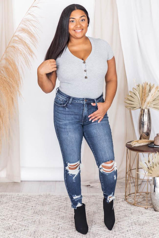 Listen To My Heart Grey Bodysuit