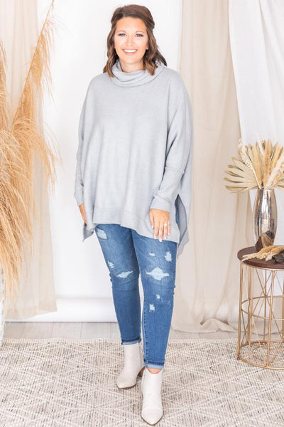 We Can Go The Distance Grey Dolman Sweater