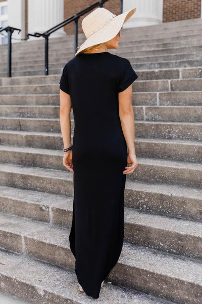 Set Yourself Free Black Maxi T-Shirt Dress