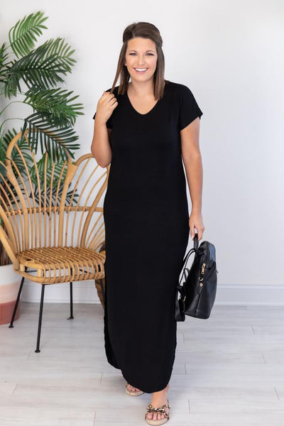 Set Yourself Free Black Maxi T-Shirt Dress