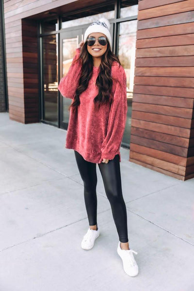 Make My Wish Come True Dark Mauve Pullover