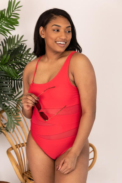 Meet Me At Waikiki Red One Shoulder Swimsuit