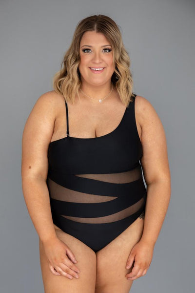 Meet Me At Waikiki Black One Shoulder Swimsuit