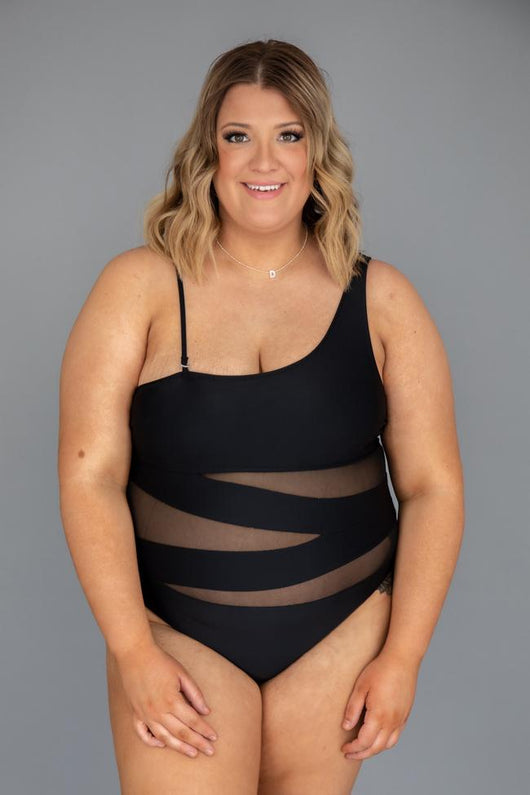 Meet Me At Waikiki Black One Shoulder Swimsuit