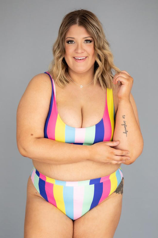 Rainbow Dreams Rainbow Stripe High Waisted Bikini Bottoms