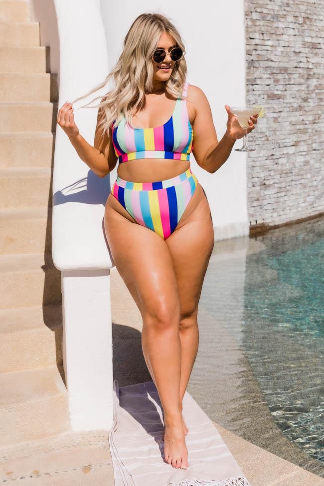 Rainbow Dreams Rainbow Stripe Bikini Top