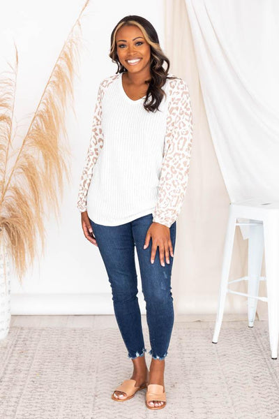 The Party Don't Stop Animal Print Thermal Blouse Cream