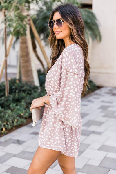 Trusting In You Dotted Romper Taupe