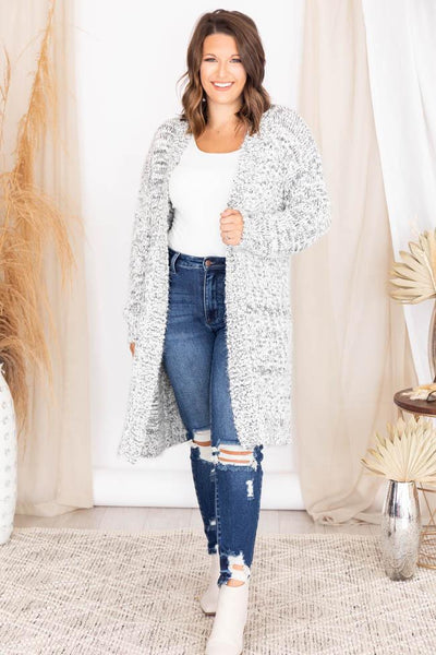You're A Mind Reader Fuzzy Cardigan Grey