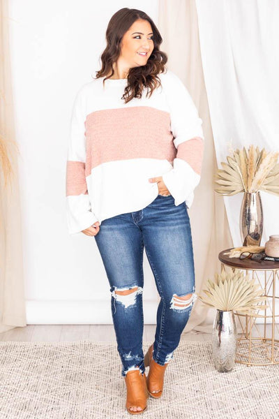 Waiting On The Weekend Colorblock Pullover Pink