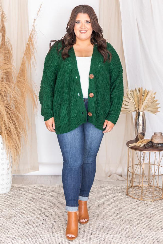 Sundown Awaits Knit Green Cardigan