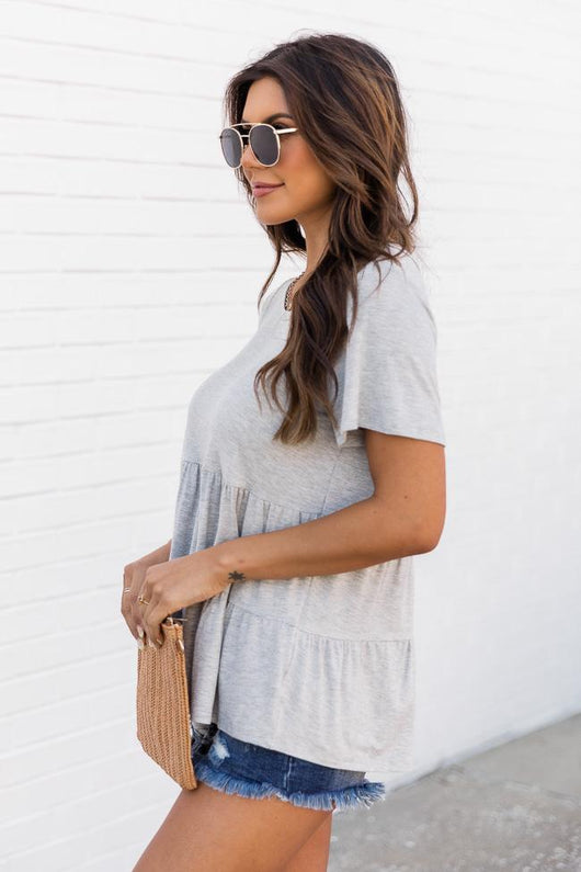 Power Of My Love Heather Grey Blouse