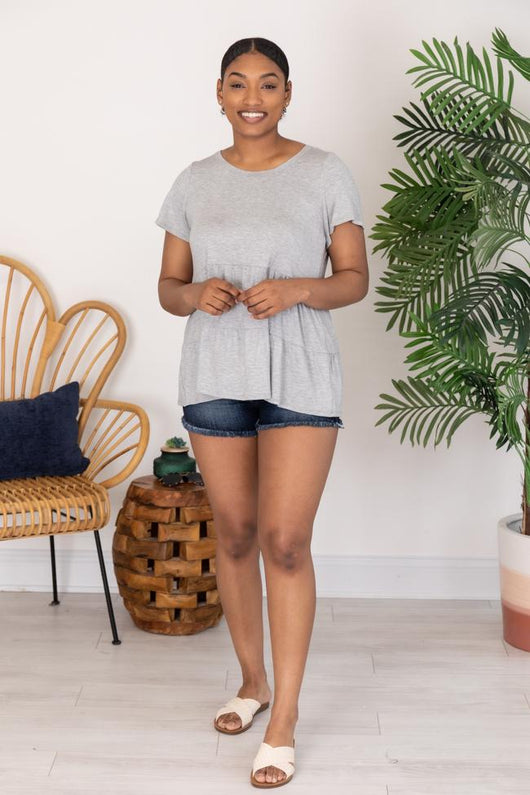 Power Of My Love Heather Grey Blouse
