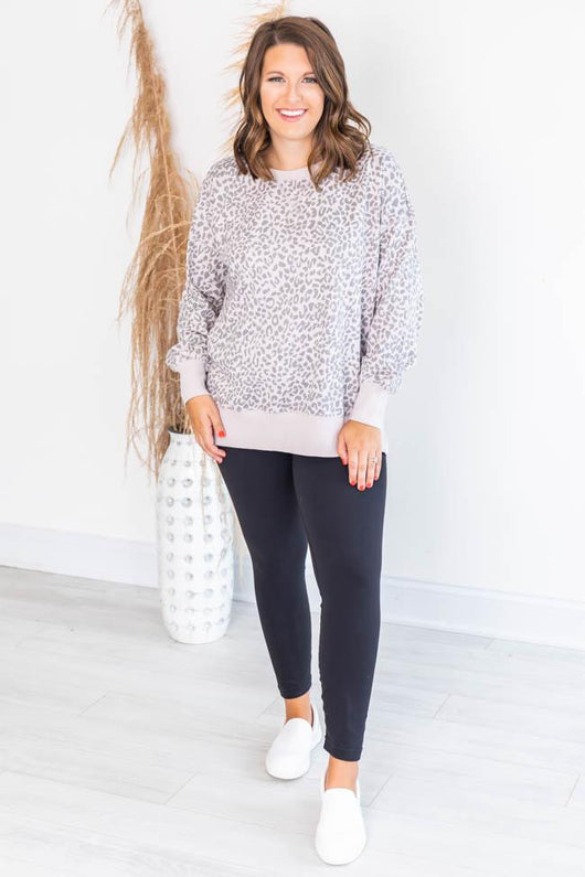 Disguise My Love Beige Animal Print Pullover