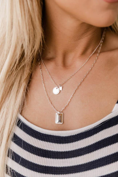 Away With Words Layered Necklace Silver