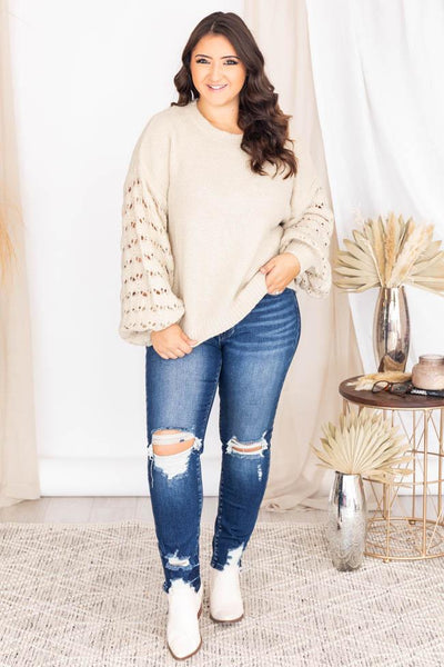 She's The Center Of Attention Oatmeal Sweater