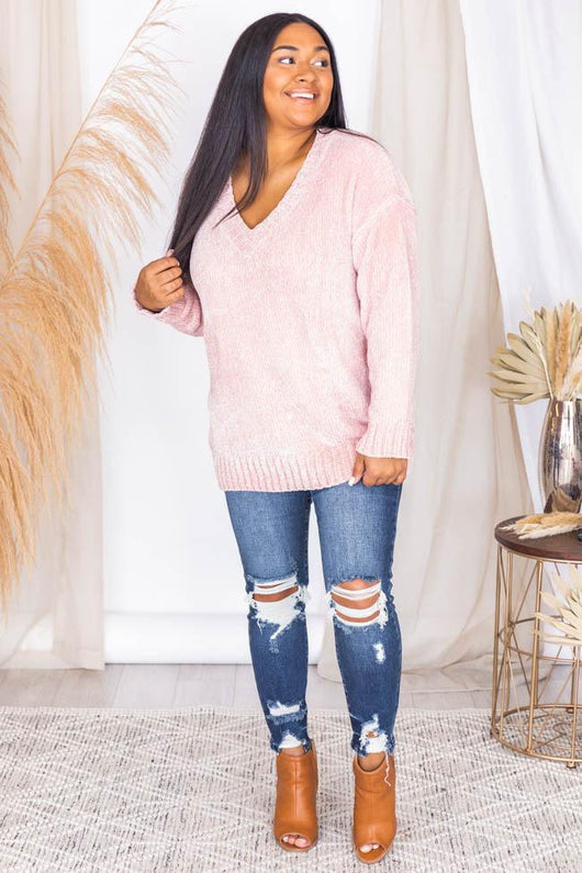 Without A Doubt Pink Sweater