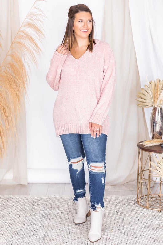 Without A Doubt Pink Sweater