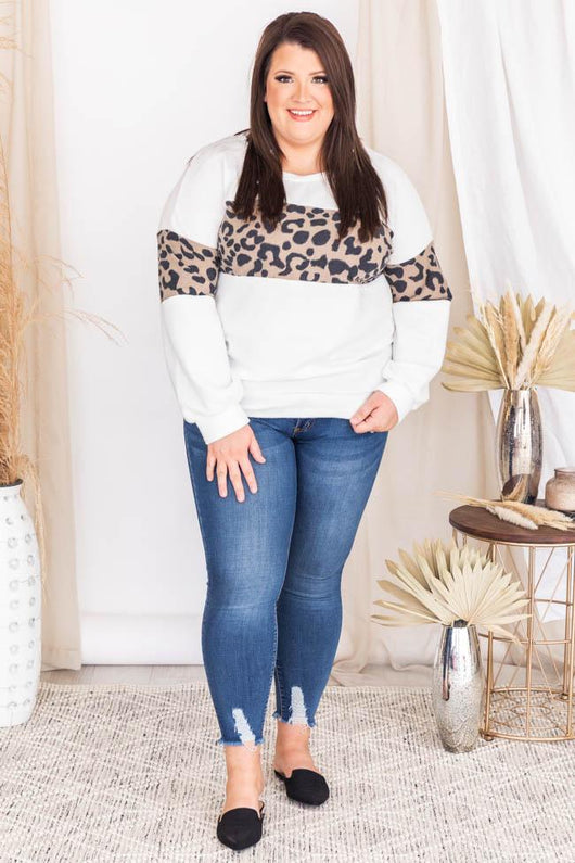 Living Lazy Animal Print Pullover Ivory