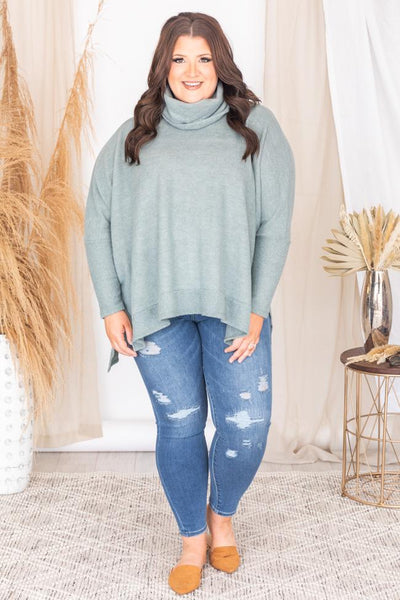 We Can Go The Distance Sage Dolman Sweater