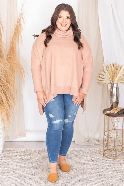 We Can Go The Distance Peach Dolman Sweater