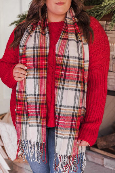 Inspirational Quote Red Plaid Scarf