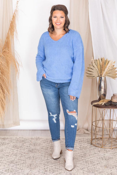 A Lucky Break Blue Sweater