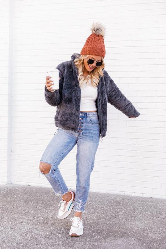 The History Of Us Puffer Charcoal Jacket