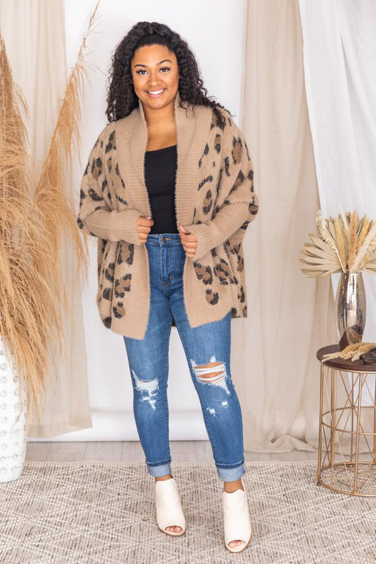 Caught Your Gaze Animal Print Brown Cardigan