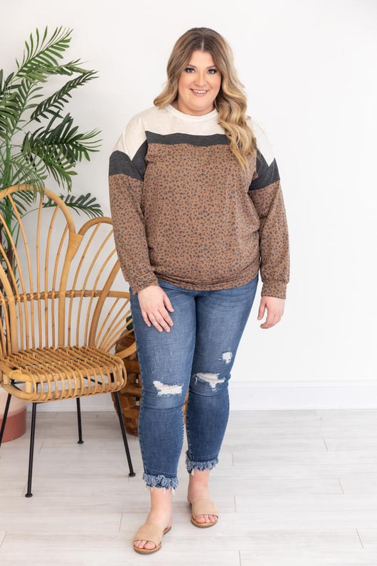 Gone In A Heartbeat Animal Print Brown Pullover FINAL SALE