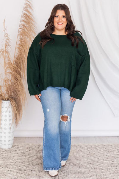 Cozy Up Pocket Green Sweater