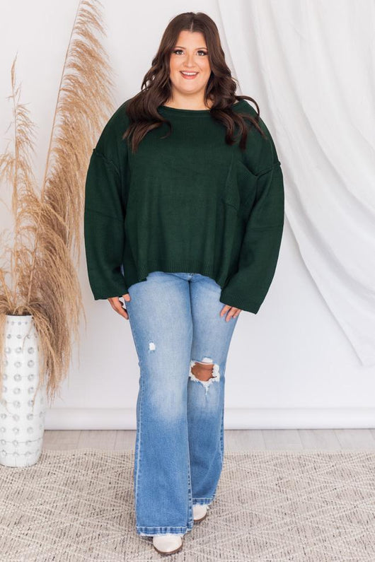 Cozy Up Pocket Green Sweater