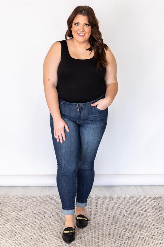 Best View Ribbed Tank Black Bodysuit