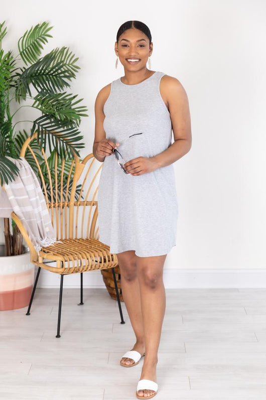 Unbreakable Love Grey Ribbed Tank Dress