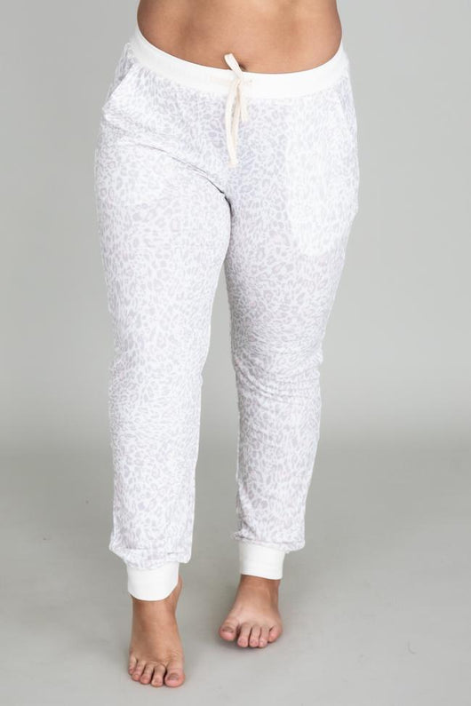 Simple Rhyme Animal Print White Pants