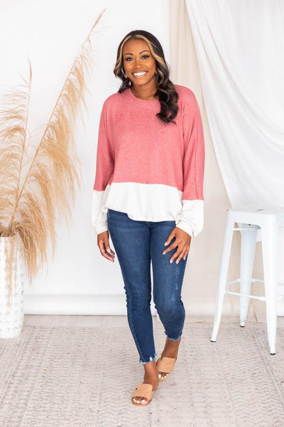Meet Me For Coffee Colorblock Mauve Sweater