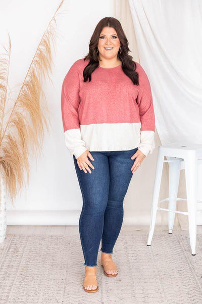 Meet Me For Coffee Colorblock Mauve Sweater