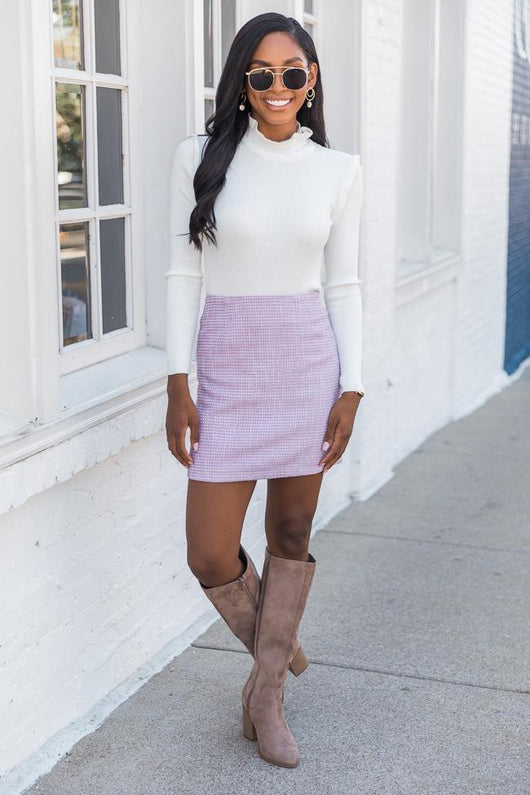 Lonely Heart Tweed Purple Skirt