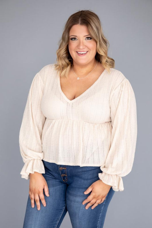 It's All Because Of You Oatmeal Blouse