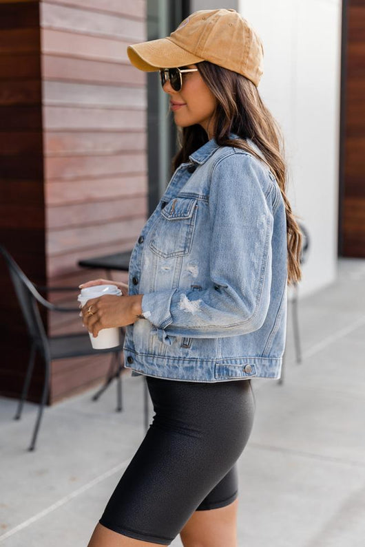 Stay Beautiful Medium Wash Denim Jacket
