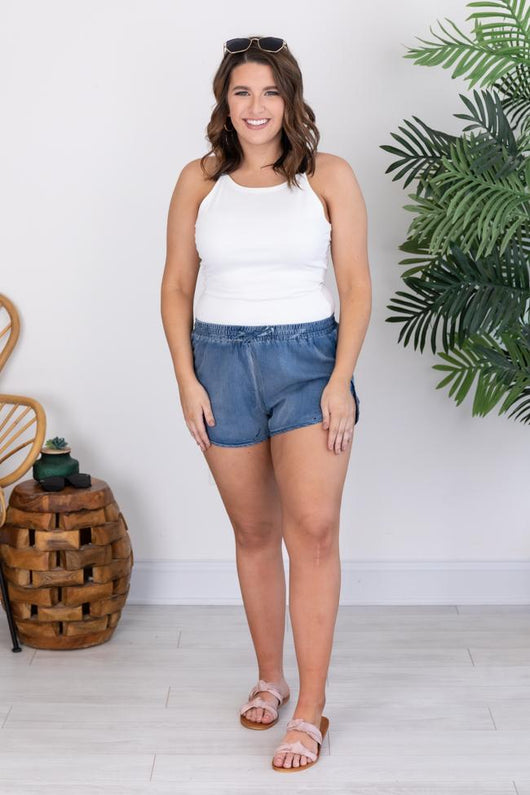 Reliving The Past Chambray Denim Shorts