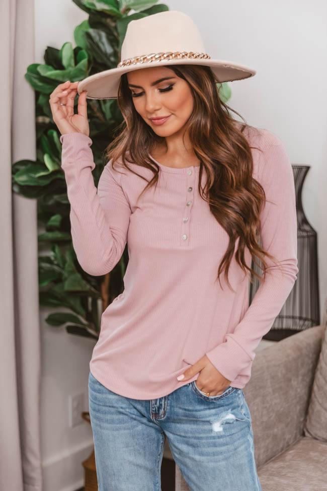 Unbelievable Story Henley Mauve Blouse