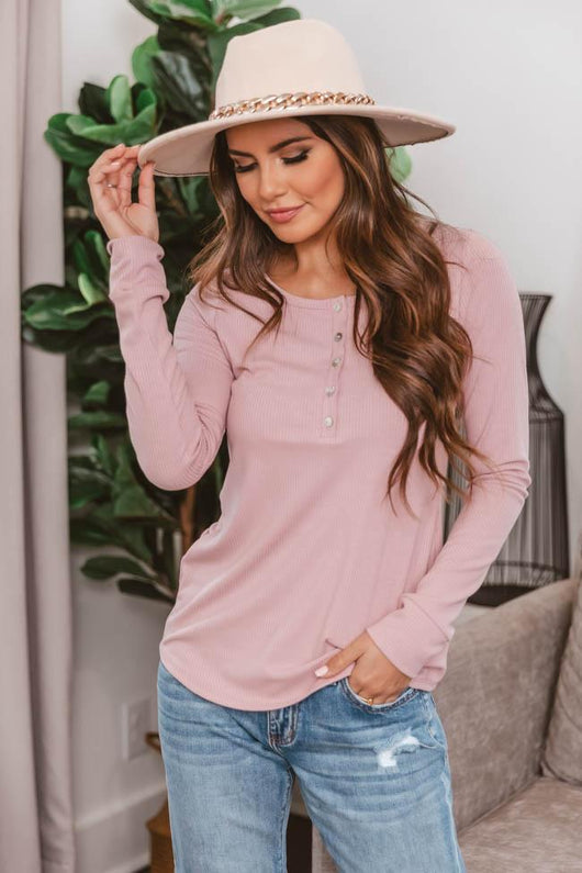 Unbelievable Story Henley Mauve Blouse