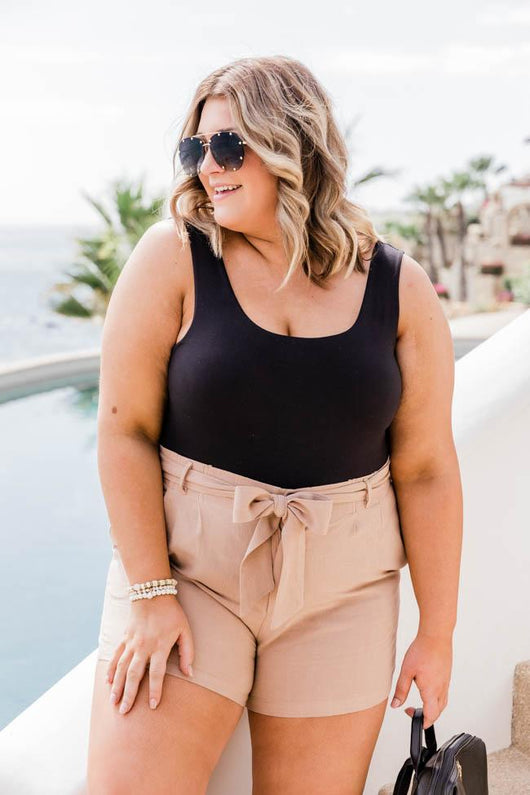 Bayside Stroll Paperbag Linen Tan Shorts